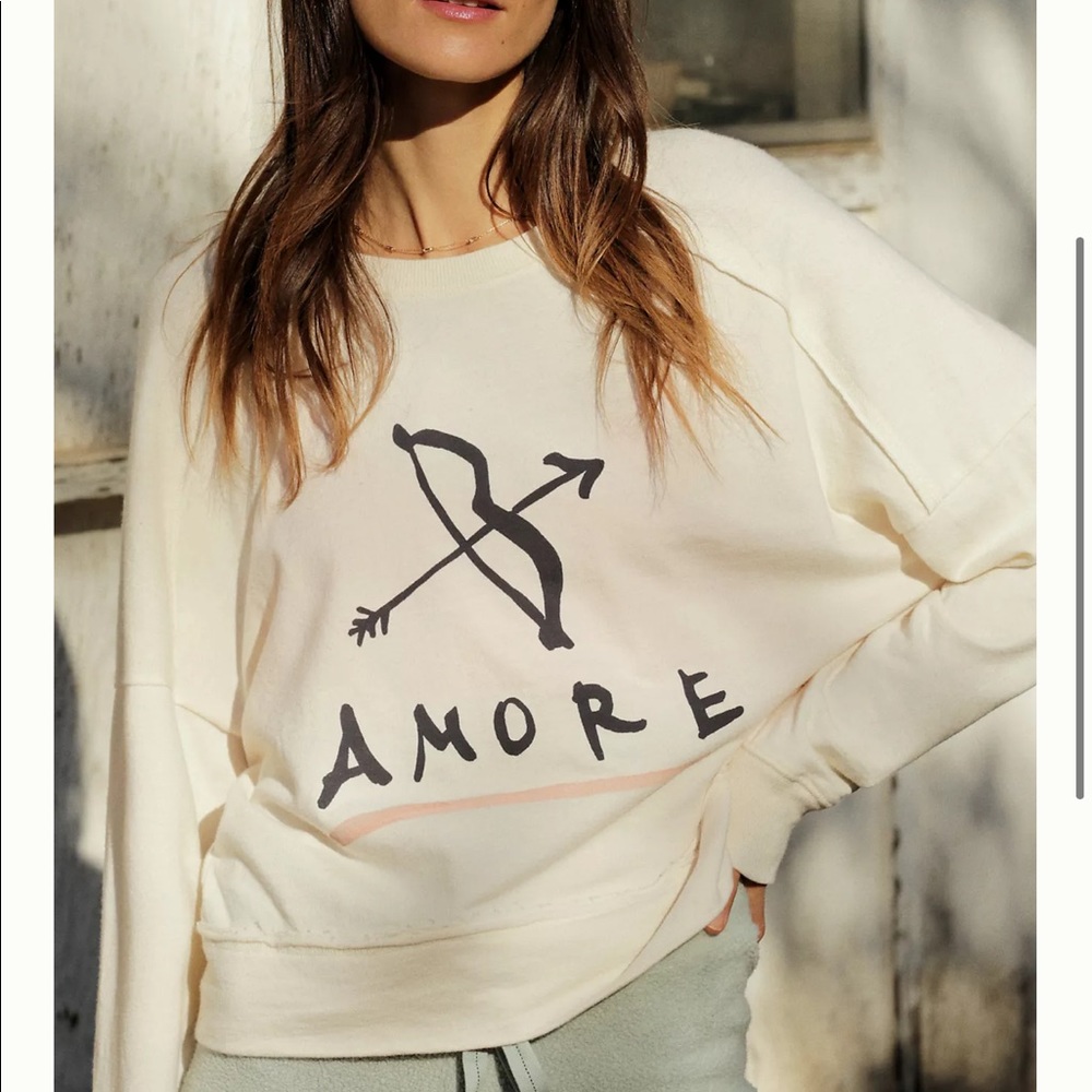 Chiara Perano Amore Cropped Graphic Sweatshirt